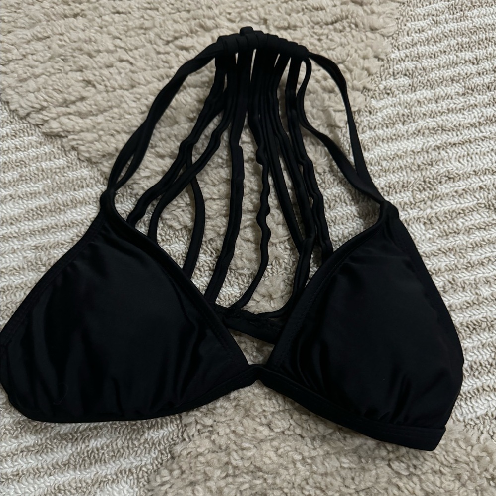 Swim Top Bikini Black Straps Halter